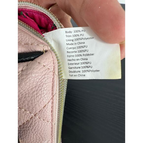 Betsey Johnson Quilted Mini Top Handle Handbag with Bow in Pink - Picture 5 of 13